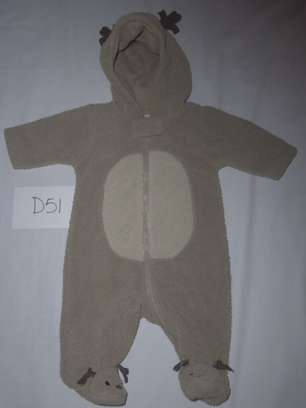 Baby Carters One Piece Fleece Reindeer Outfit Size 3 Months -0512D51